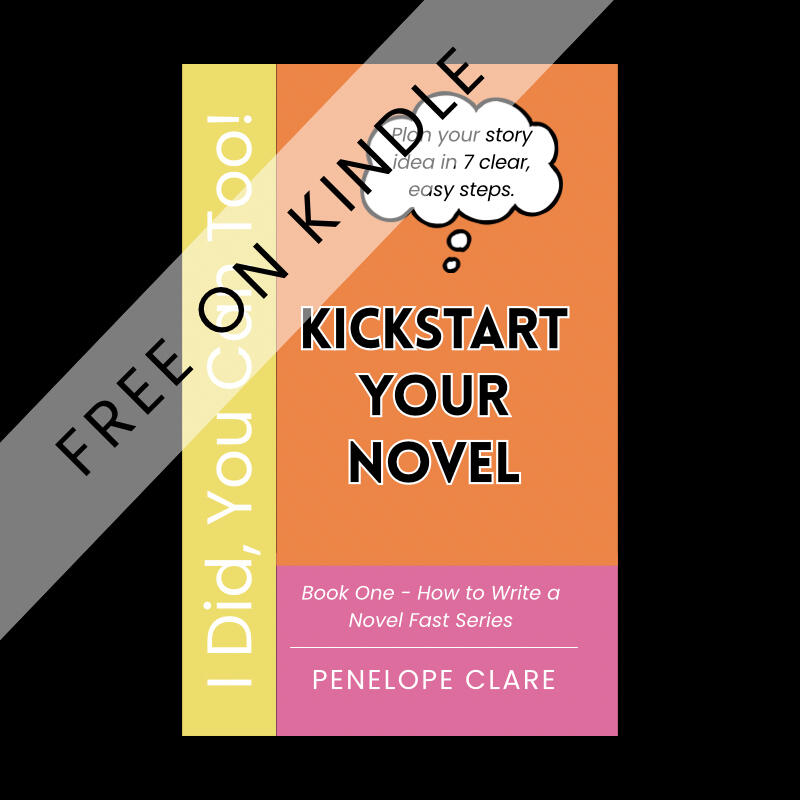 Cover of Kickstart Your Novel by Penelope Clare. A free reader magnet guide that helps writers spark their first ideas and begin planning their novel.